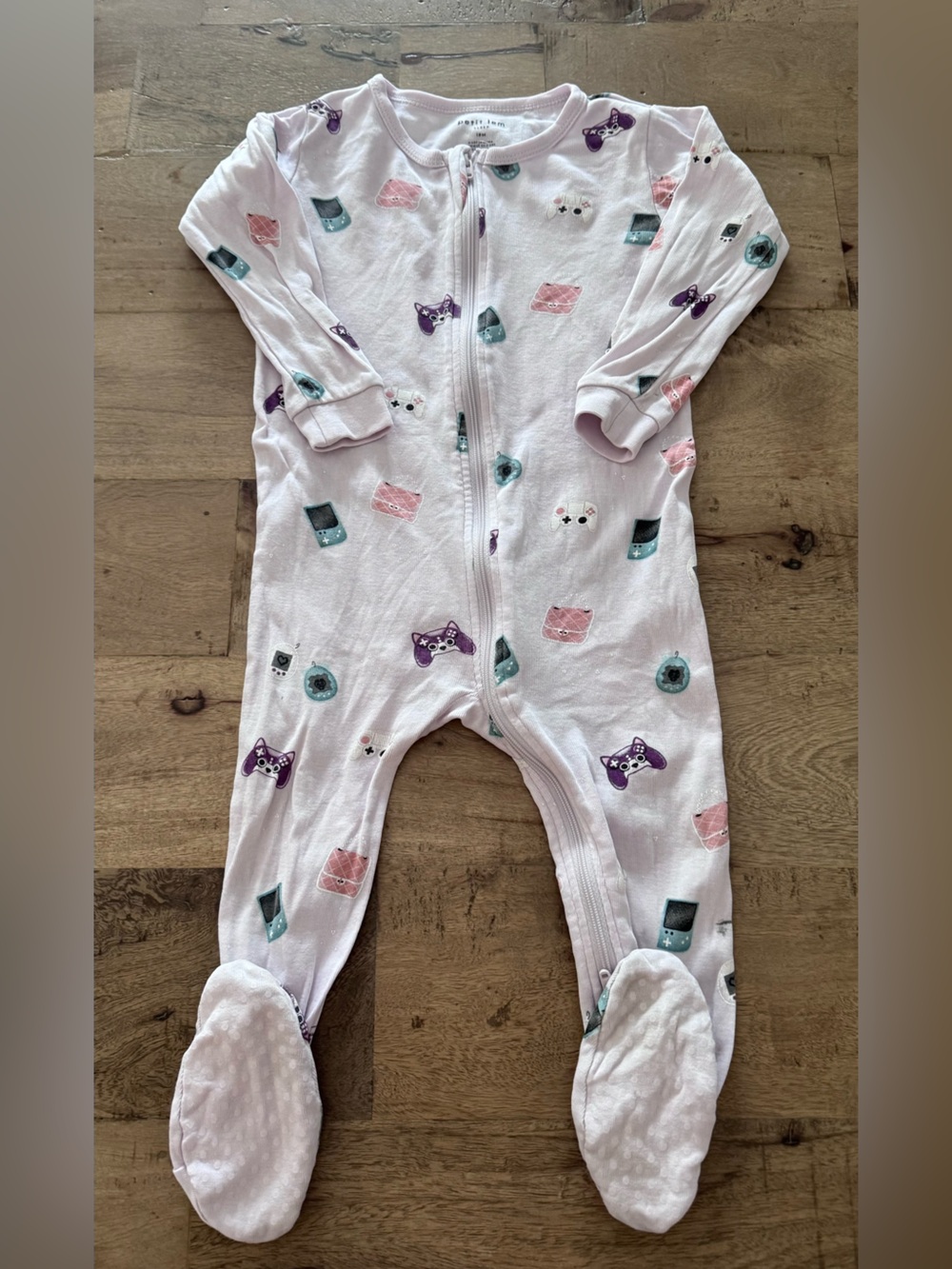Petit Lem Soft Pink Baby video game One-Piece Footed Sleeper sz 18 months